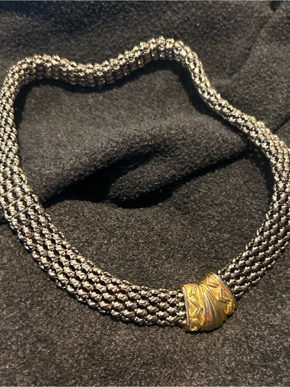 Vintage mixed metal mesh chocker necklace